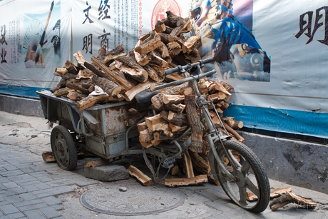 Wood pile at Sanlitun District Beijing 