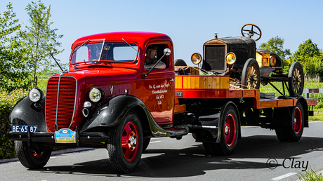 Ford Truck 1937 + DAF oplegger 1947 met Ford Model T Runabout 1923 (6531)