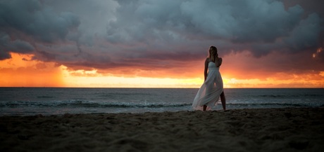 Standing on a beach