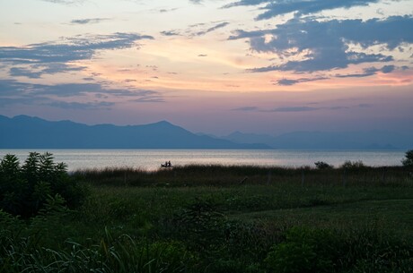 sunset over Shkodra lake