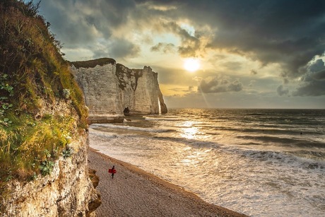 Etretat bij zonsondergang