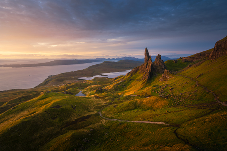 Zonsopkomst bij The Old Man of Storr