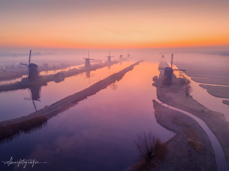 Kinderdijk vanuit 'vogel' perspectief