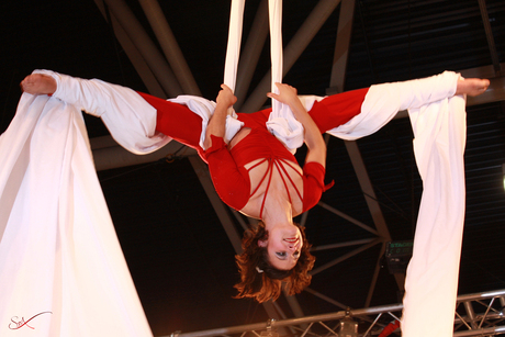 Acrobatiek op de Sony stand