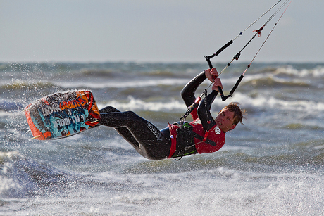 Kitesurfer in actie