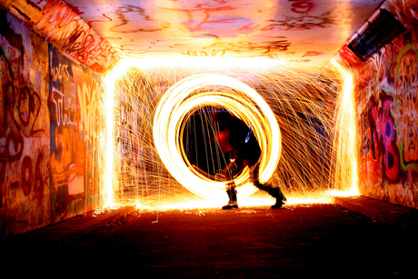 light graffiti fiets tunneltje