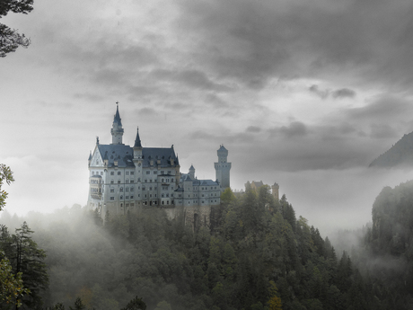 Neuschwanstein in de wolken