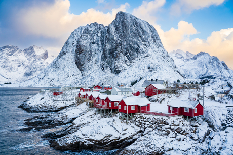 Hamnøy huisjes in lofoten Noorwegen