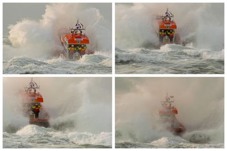 reddingsboot verdwijnt in de golf 
