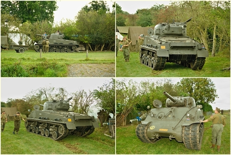 Sherman tank in het kamp.