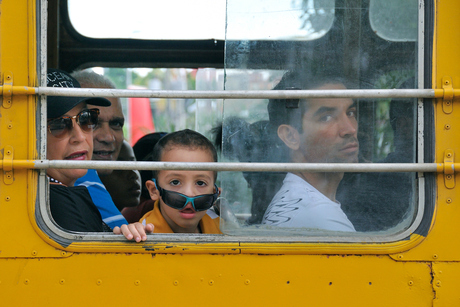 Buspassagiers in Cuba