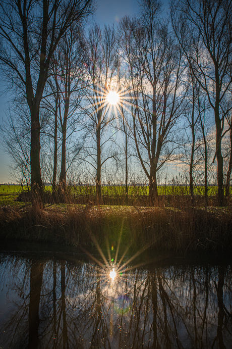 zonnige weerspiegeling