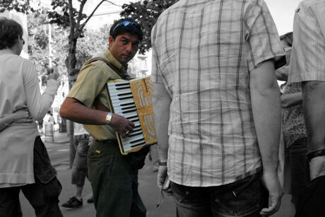 Ramblas in Barcelona, accordeonspeler