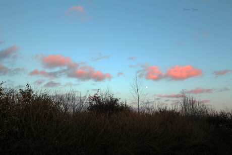 Sunset and moonrise