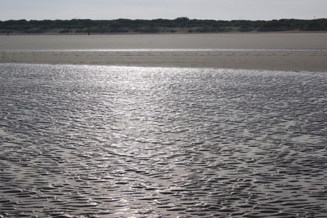 Laat in de middag aan de Vlaamse kust.