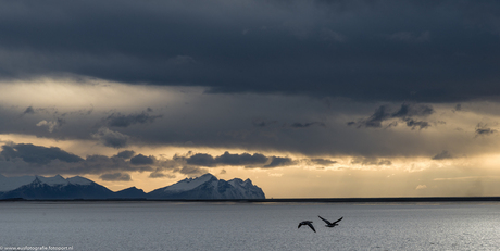 De zon komt op boven de zuidkust van IJsland