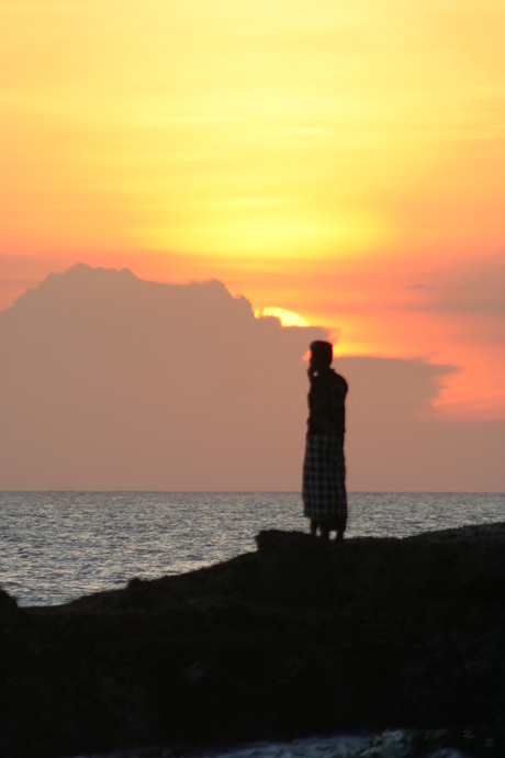 Ondergaande zon op Bali