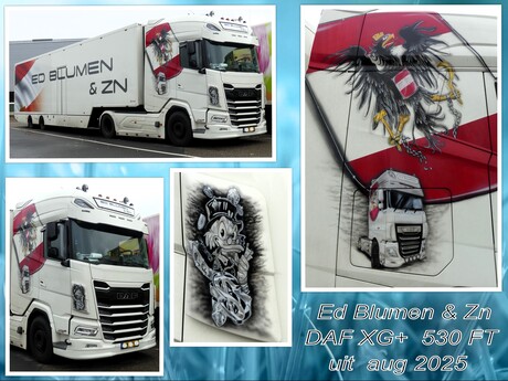 Collage   TRUCK TIME Ed Blumen  met de DAF XG +  530 FT  uit aug 2025 en foto 7 dec 2025  
