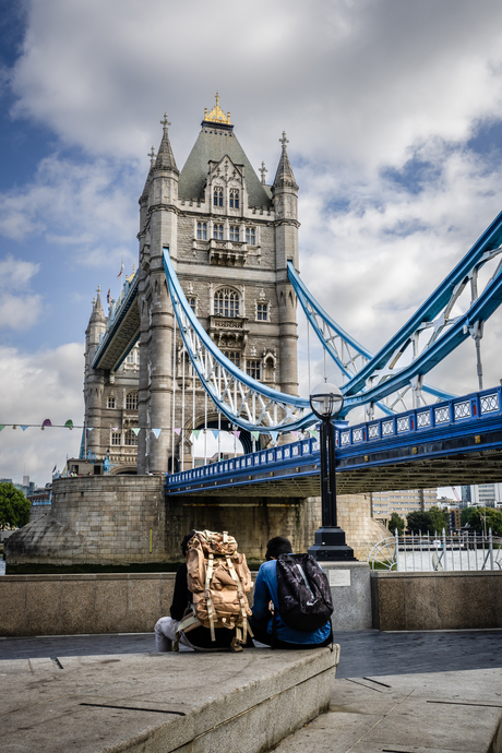 Backpackers at Tower Bridge