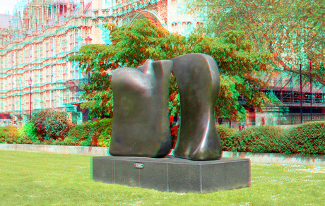 Sculpture Henry Moore Westminster London 3D anaglyph