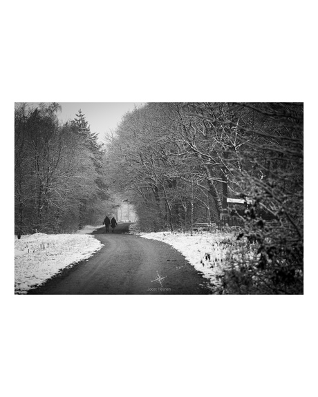 Wandelend in de sneeuw