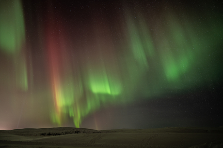 Prachtig 'vuurwerk' op oudjaarsnacht in Pingvellir.