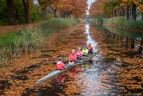 5 ladies in a canoe