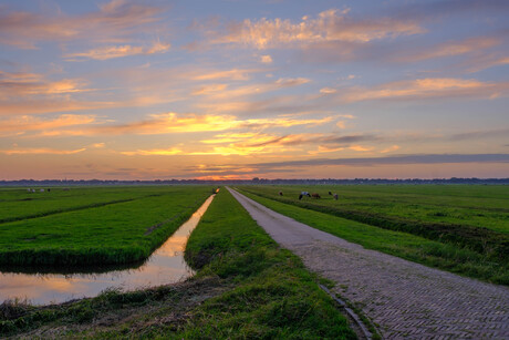 zonsondergang in de polder