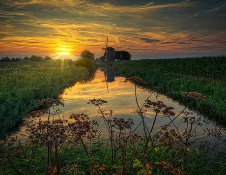 Obdammer molen  bij avond