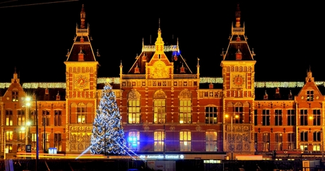 Amsterdam bij nacht 'Centraal Station