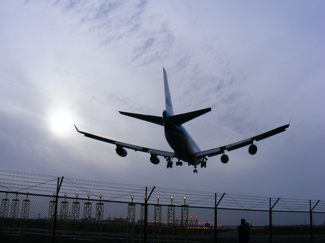 747 vlak voor landing