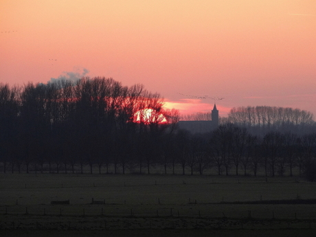Zonsondergang.