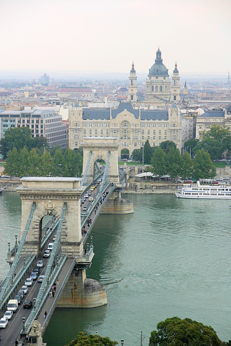 Budapest, Uitzicht over Szechényibrug en Pest