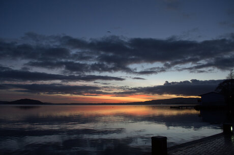 Lake Rotorua, Sun rise.