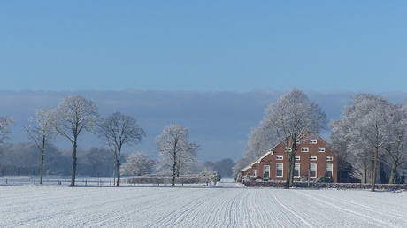 Oldambster boerderij in de sneeuw