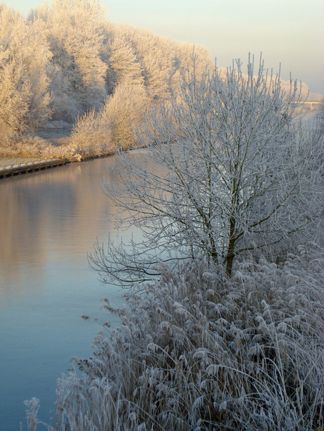 De vaart in winterochtend-licht