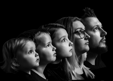Luxueus zwart-wit familieportret ❤