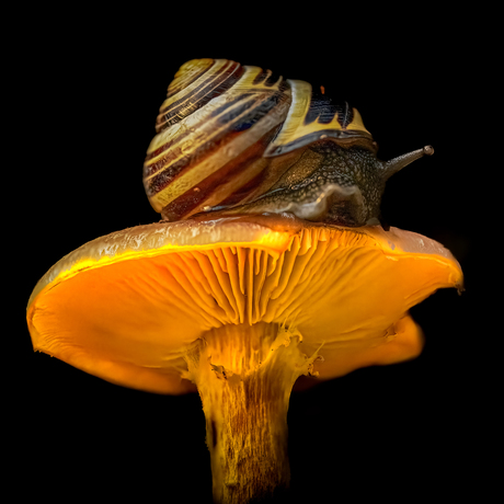 Slak op glowing Mushroom.