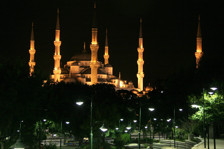 Istanbul Blauwe moskee 's nachts