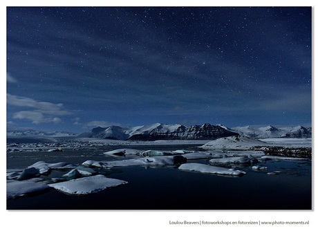 Starry night over Jokulsarlon