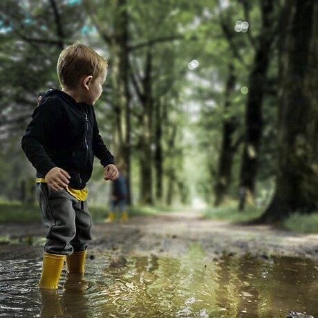 In the puddle