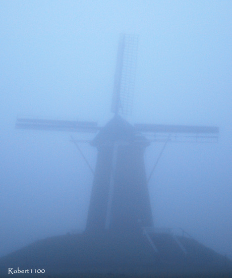Mill covered by fog