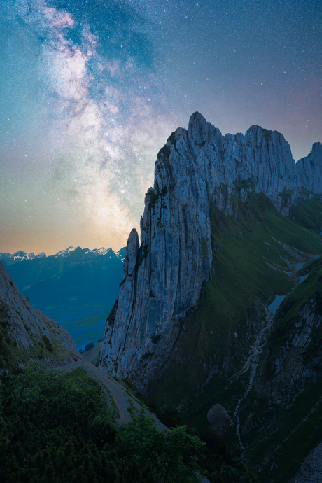Melkweg in de Zwitserse bergen