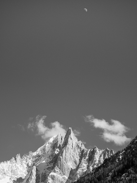 mountain and moon