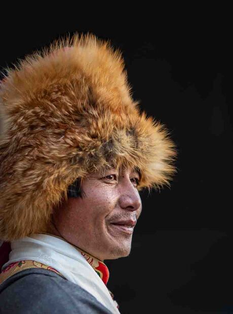 Bewaker van het paleis, in Tibetaanse klederdracht