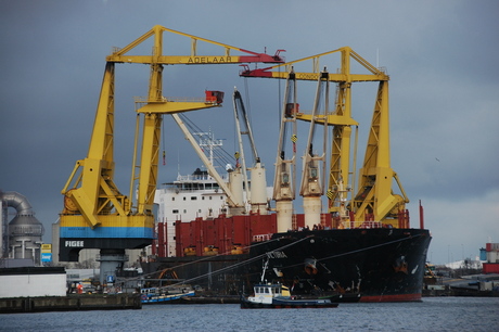 Kranen in de haven van Amsterdam