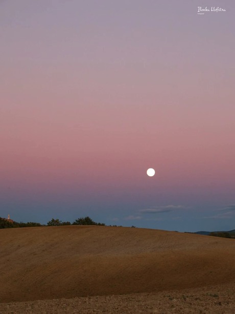 Laatste avondlicht over de toscasnse heuvels