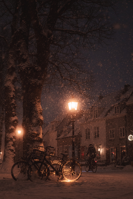 Fietsen in de sneeuw 