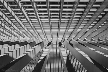 Lijnen en schaduwen - Mooi lijnenspel door zon en schaduwen en waarschijnlijk ben ik de zoveelste die deze foto zo heeft gemaakt - foto door MartineStevens op 13-01-2021 - deze foto bevat: station, abstract, licht, lijnen, architectuur, zwartwit, belgie