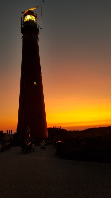 Vuurtoren Schiermonnikoog, zonsondergang